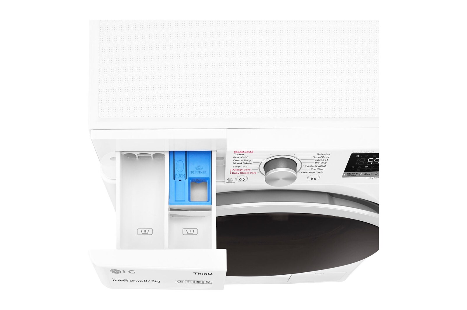 LG 8 kg / 6 kg Kombineret vaskemaskine/tørretumbler(Hvid) - Steam, Energiklasse E, AI DD™, Smart Diagnosis™ med Wi-Fi, F4DV508S0WE