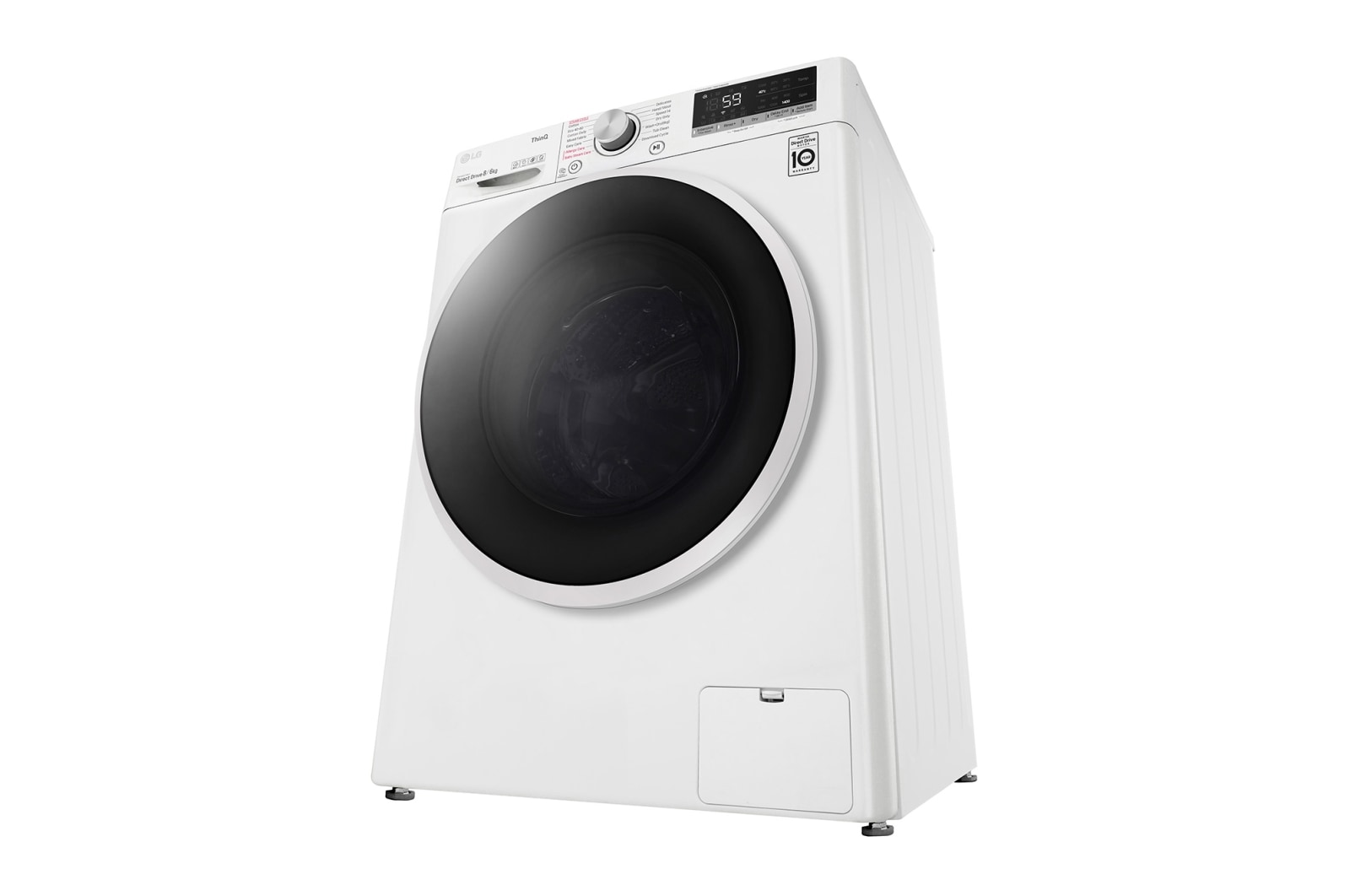 LG 8 kg / 6 kg Kombineret vaskemaskine/tørretumbler(Hvid) - Steam, Energiklasse E, AI DD™, Smart Diagnosis™ med Wi-Fi, F4DV508S0WE