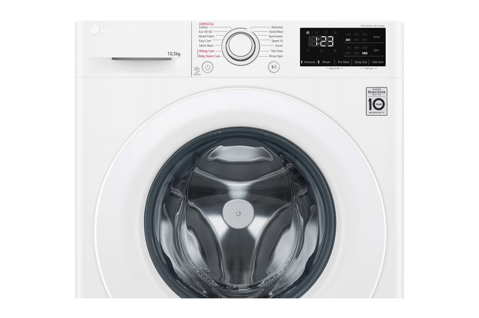 LG 10.5 kg Vaskemaskin(Hvit) - Energiklasse B, AI DD™, Steam™, Smart Diagnosis, F4WV210S0W