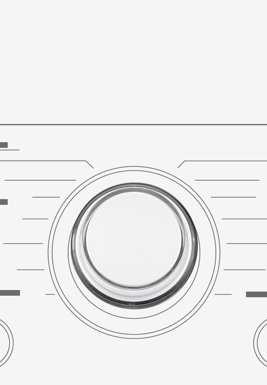 This is an enlarged image of the metal dial on the panel of a washing machine.