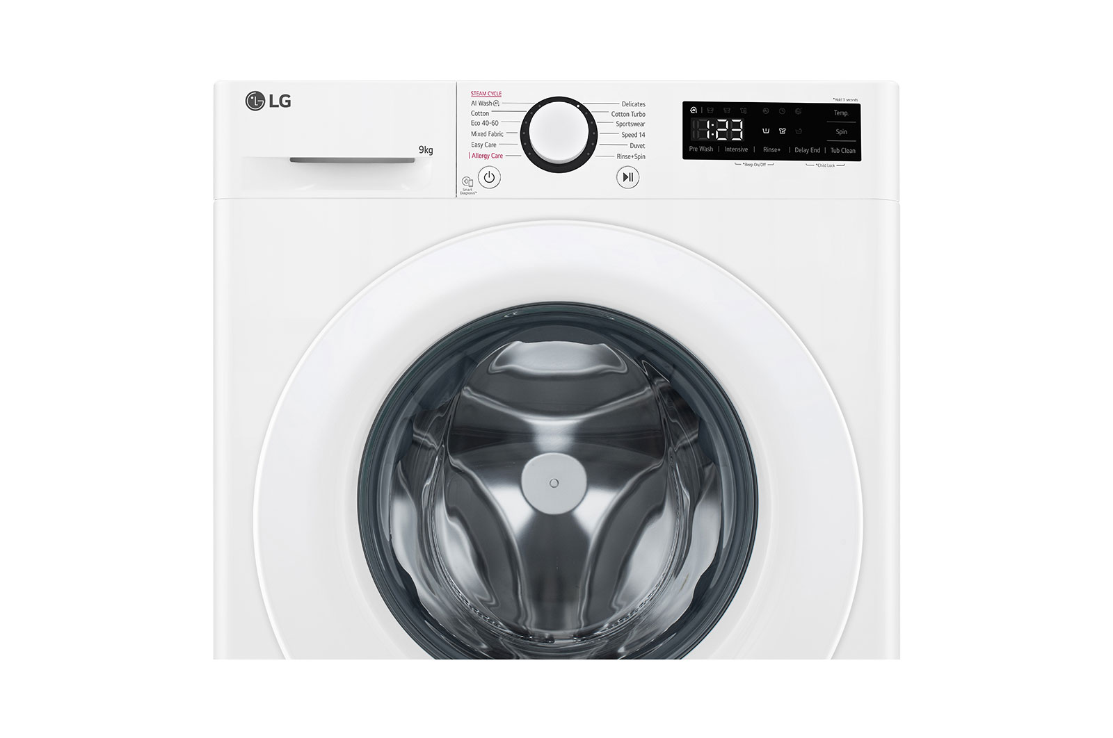 LG 9 kg Vaskemaskin(Hvid) - Steam, Energiklasse A, AI DD™, Smart Diagnosis™ , F4Y5VYP3W