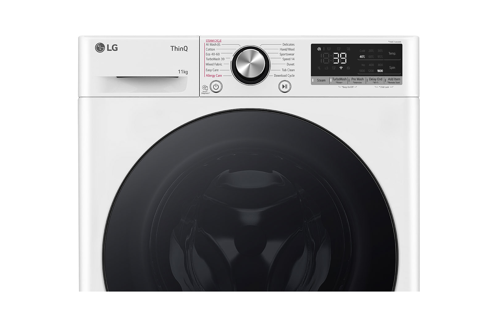 LG 11kg Vaskemaskin(Hvid) - Steam, Energiklasse A, TurboWash360™, AI DD™, Smart Diagnosis™ med Wi-Fi, F6Y7EYPYW