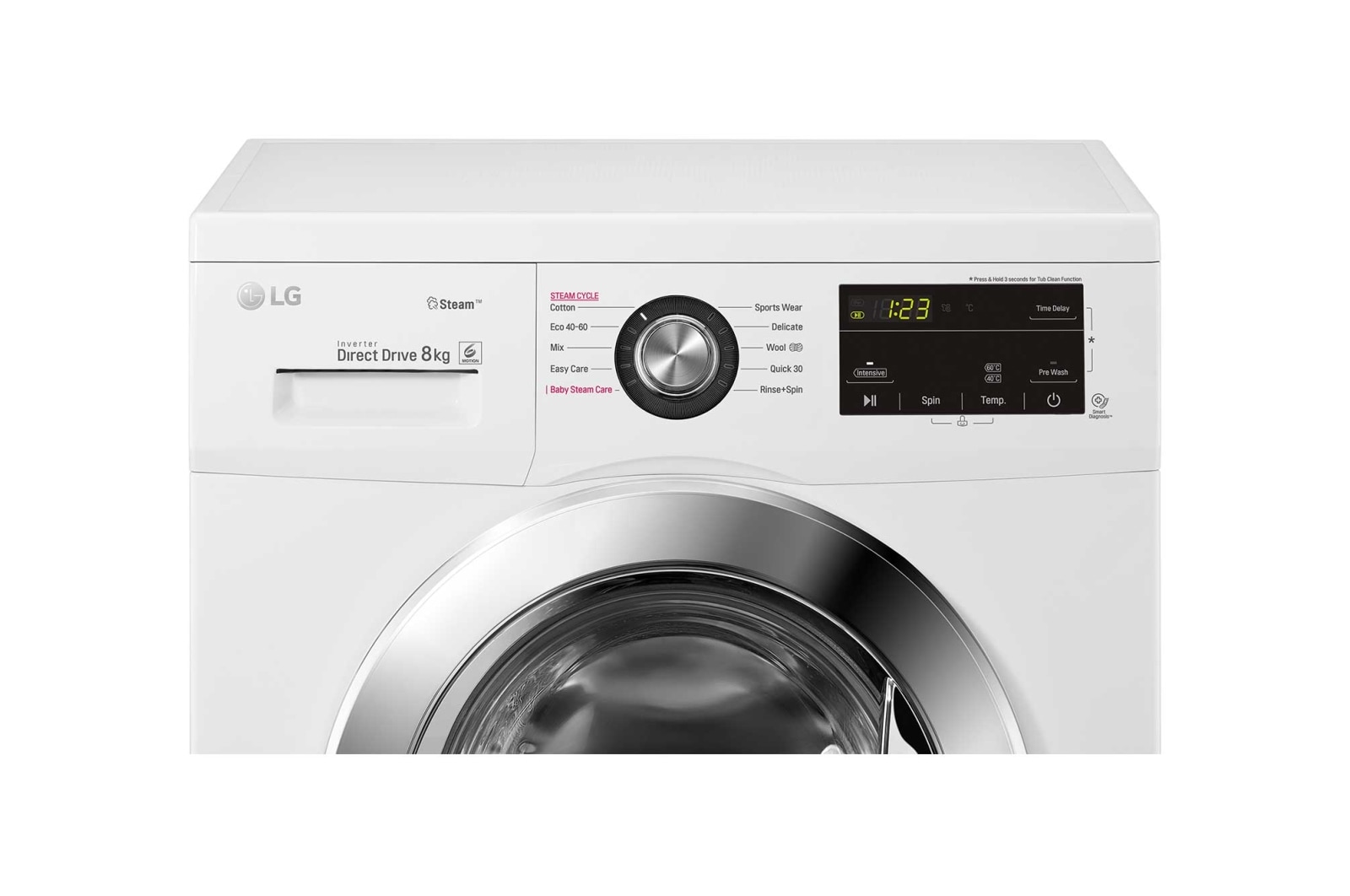 8 kg Vaskemaskine(Hvid) - Steam, Energiklasse D, Smart Diagnosis™