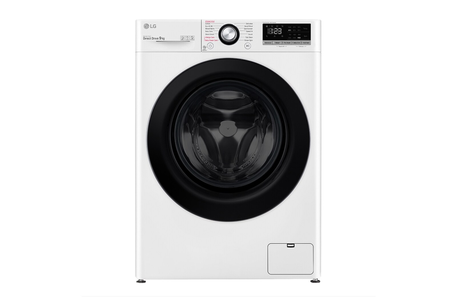 Visning forfra af 9 kg Vaskemaskine(Hvid) - Steam, Energiklasse B, AI DD™, Smart Diagnosis™ FV50VNS3E