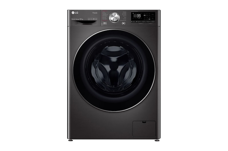 LG 12 kg Vaskemaskin(Sort) - Steam+, Energiklasse A, TurboWash360™, AI DD™, Smart Diagnosis™ med Wi-Fi, FV90BNS2BE