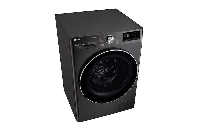LG 12 kg Vaskemaskin(Sort) - Steam+, Energiklasse A, TurboWash360™, AI DD™, Smart Diagnosis™ med Wi-Fi, FV90BNS2BE