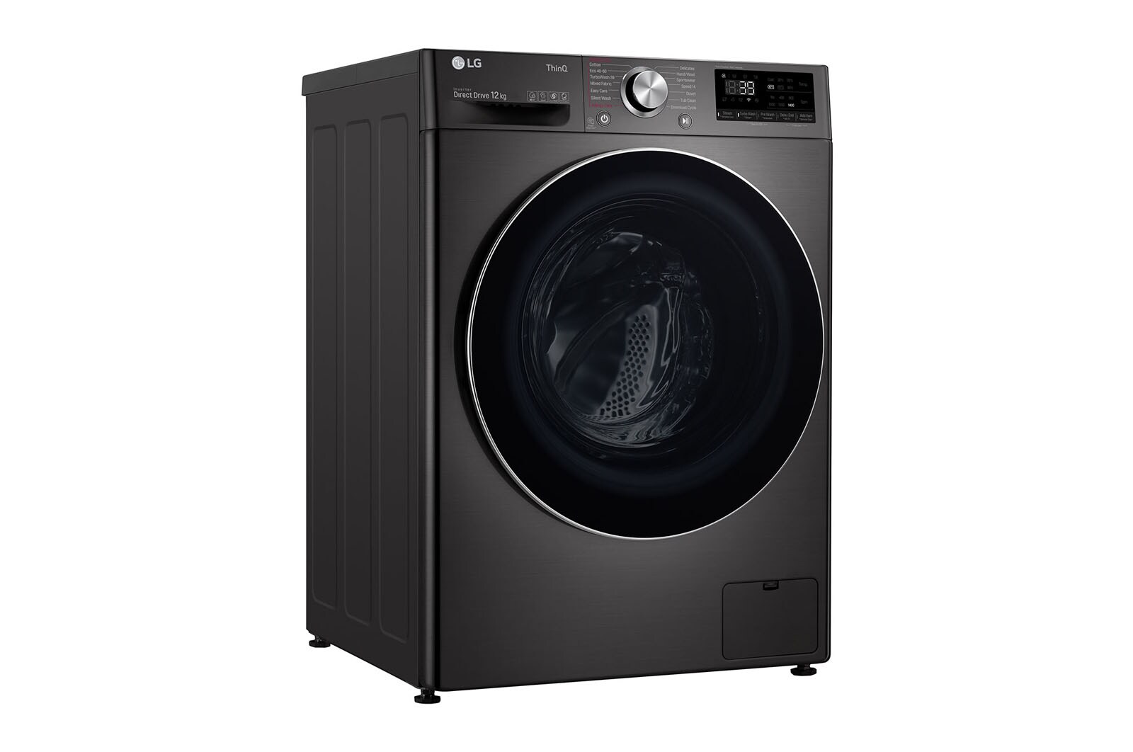 LG 12 kg Vaskemaskin(Sort) - Steam+, Energiklasse A, TurboWash360™, AI DD™, Smart Diagnosis™ med Wi-Fi, FV90BNS2BE