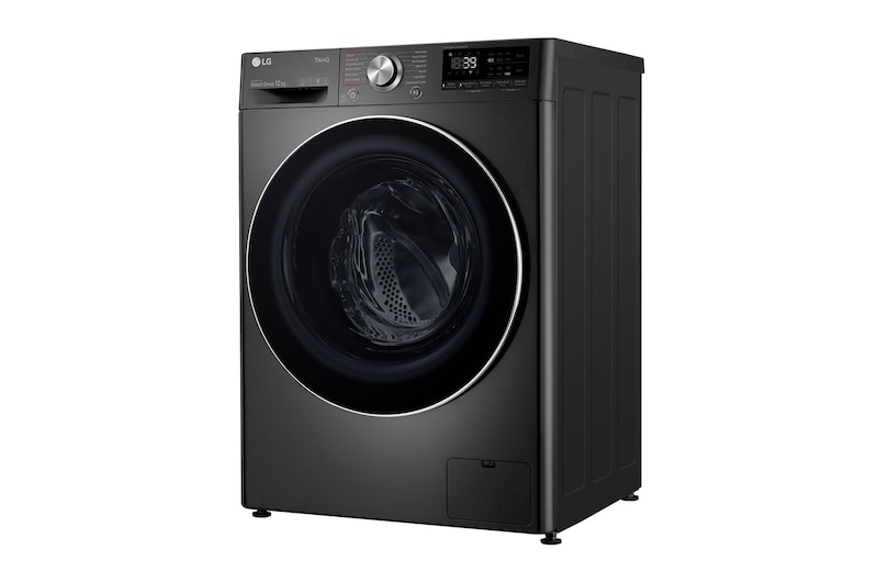 LG 12 kg Vaskemaskin(Sort) - Steam+, Energiklasse A, TurboWash360™, AI DD™, Smart Diagnosis™ med Wi-Fi, FV90BNS2BE