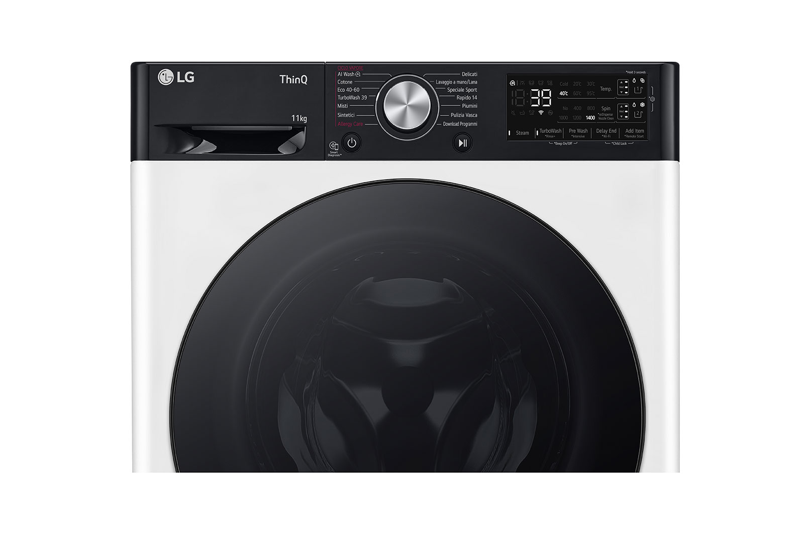 LG 11 kg Vaskemaskin(Hvid) - Auto Dose, Steam, Energiklasse A, TurboWash360™, AI DD™, Smart Diagnosis™ med Wi-Fi, FV94ENS2BA