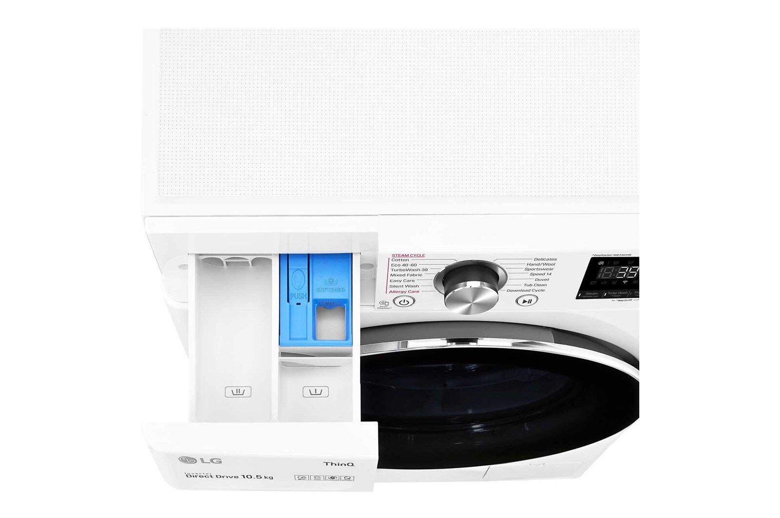 LG 10.5 kg Vaskemaskin(Hvid) - Steam+, Energiklasse A, TurboWash360™, AI DD™, Smart Diagnosis™ med Wi-Fi, FV96JNS2QE