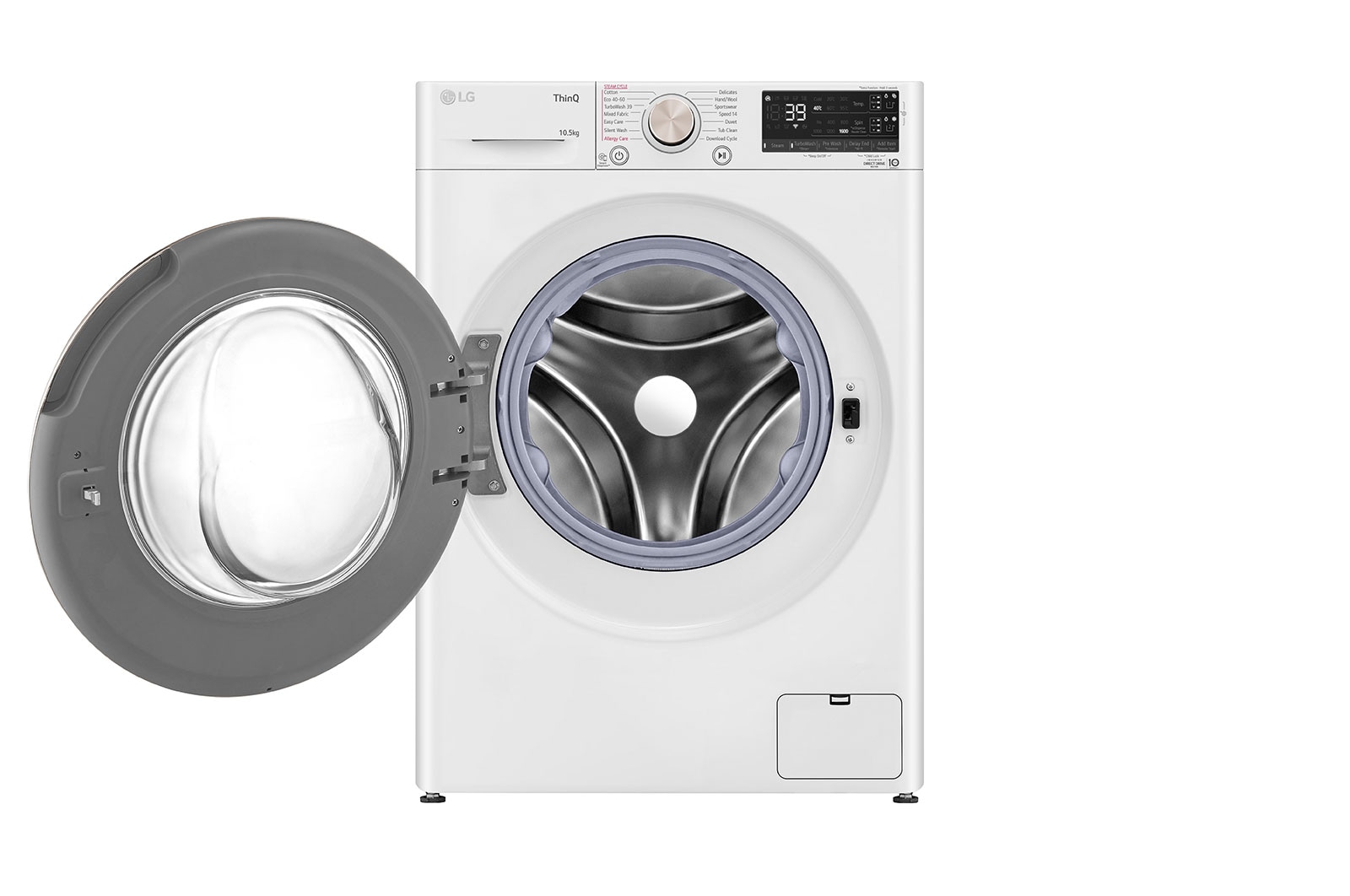 LG 10.5 kg Vaskemaskin(Hvid) - Auto Dose, Steam, Energiklasse A, TurboWash360™, AI DD™, Smart Diagnosis™ med Wi-Fi, FV96JNS2WA
