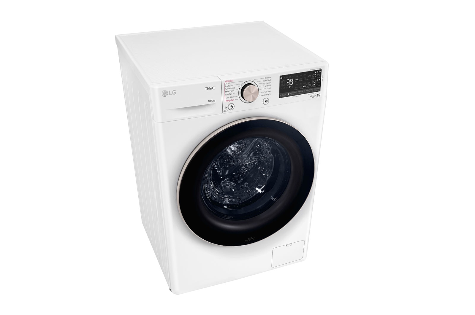 LG 10.5 kg Vaskemaskin(Hvid) - Auto Dose, Steam, Energiklasse A, TurboWash360™, AI DD™, Smart Diagnosis™ med Wi-Fi, FV96JNS2WA