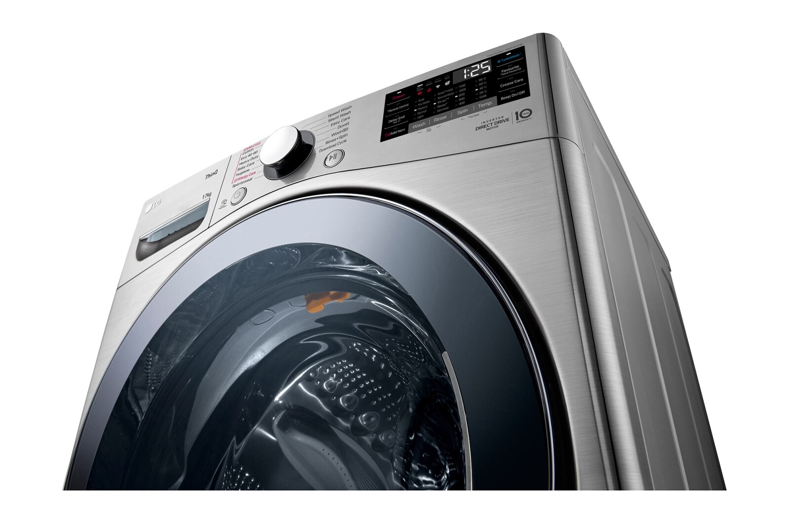 LG 17 kg Vaskemaskine(Stainless Silver) - Steam, Energiklasse E, TurboWash™, Smart Diagnosis™ med Wi-Fi, FVB17NS2TE