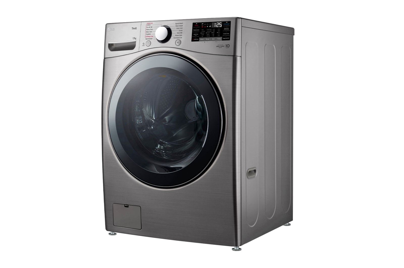 LG 17 kg Vaskemaskine(Stainless Silver) - Steam, Energiklasse E, TurboWash™, Smart Diagnosis™ med Wi-Fi, FVB17NS2TE
