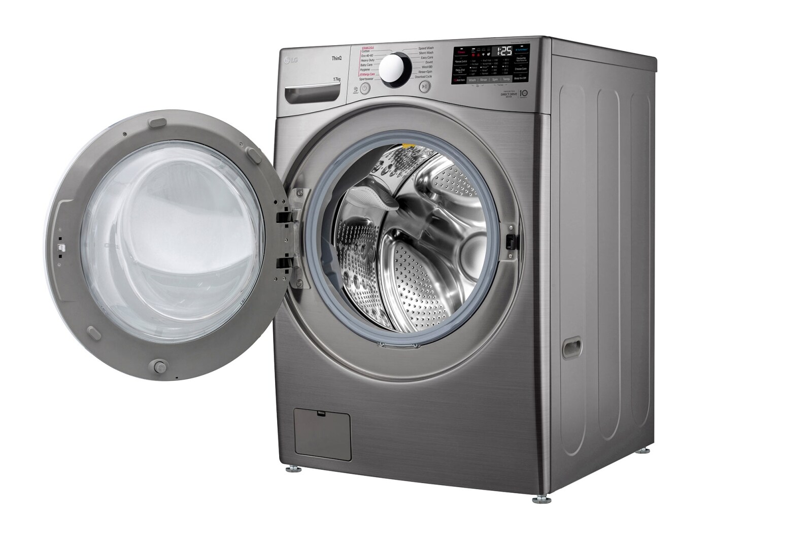 LG 17 kg Vaskemaskine(Stainless Silver) - Steam, Energiklasse E, TurboWash™, Smart Diagnosis™ med Wi-Fi, FVB17NS2TE