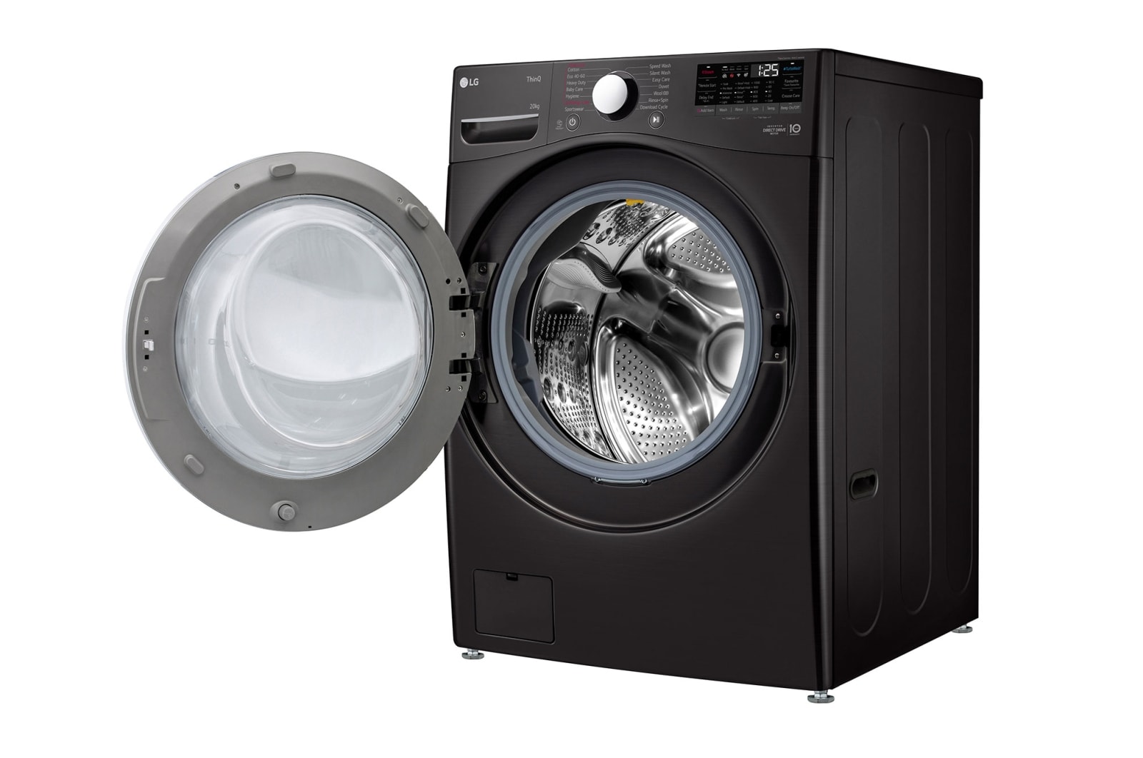 LG 20 kg Tvättmaskin(Svart) - Energiklass B, Steam, TurboWash™, AI DD™, Smart Diagnosis™ med Wi-Fi, FVB20NS2TE