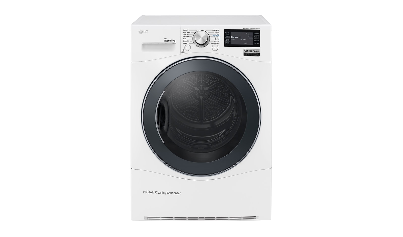 Visning forfra af 8-Kg Centum System™  Eco Hybrid Tørretumbler Varmepumpeteknologi RC8084AV3W