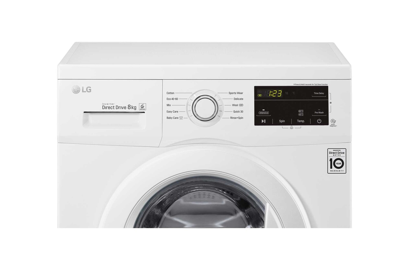 LG 8 kg Vaskemaskine(Hvid) - Energiklasse D, 6 Motion Direct Drive, Smart Diagnosis™, P4AMTN0W