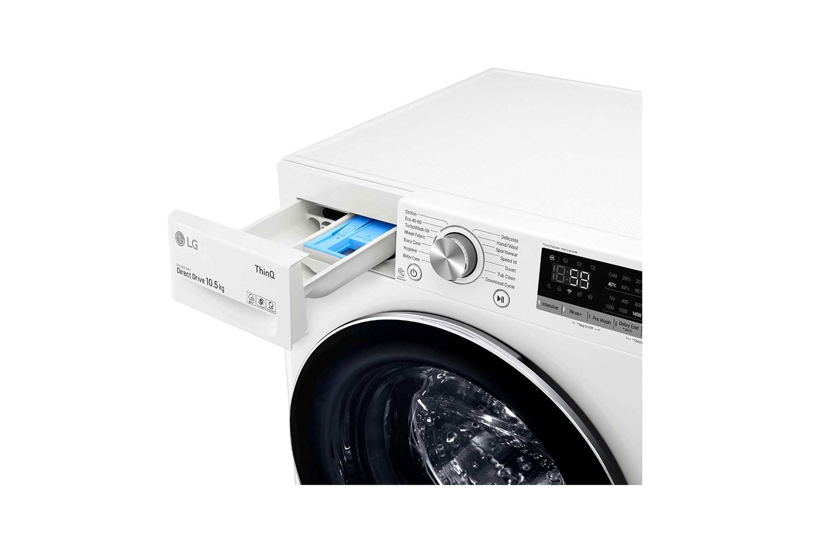 LG 10.5 kg Vaskemaskine(Hvid) - Energiklasse B, TurboWash™, AI DD™, Smart Diagnosis™ med Wi-Fi, P4AQJN1WE