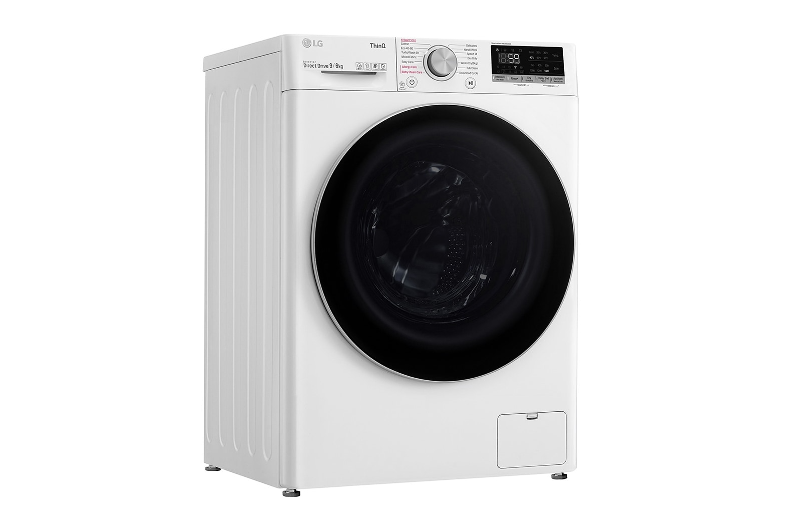 9 kg / 6 kg Kombineret vaskemaskine/tørretumbler(Hvid) - Steam, Energiklasse E, TurboWash™, AI DD™, Smart Diagnosis™ med Wi-Fi
