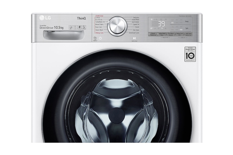 LG 10.5 kg Vaskemaskin(Hvid) - Steam+, Energiklasse A, TurboWash360™, AI DD™, Smart Diagnosis™ med Wi-Fi, P4AVJS2WE