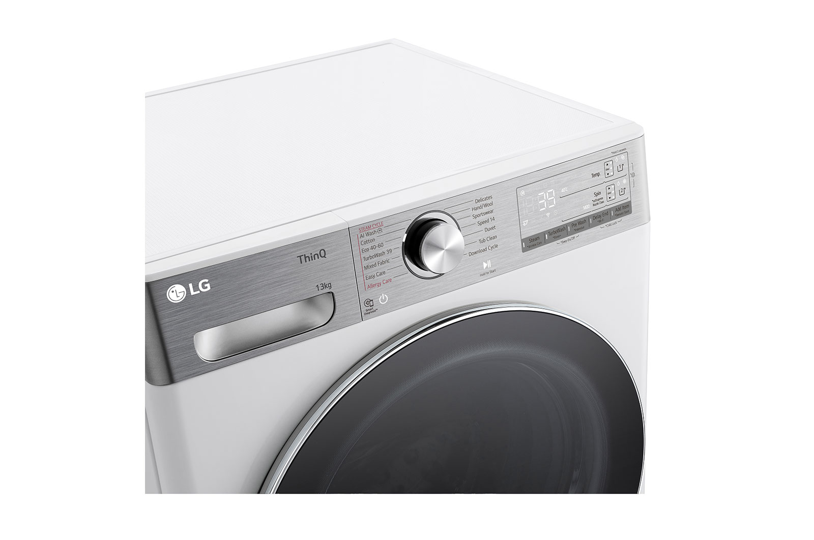 LG 13 kg Vaskemaskin(Hvid) - Auto Dose, Steam+, Energiklasse A, TurboWash360™, AI DD™, Smart Diagnosis™ med Wi-Fi, P4Y9LAP2W