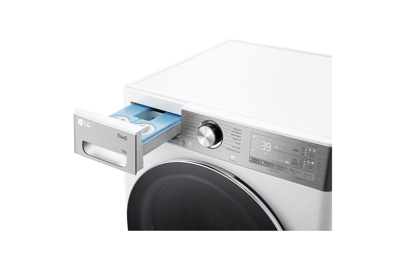 LG 13 kg Vaskemaskin(Hvid) - Auto Dose, Steam+, Energiklasse A, TurboWash360™, AI DD™, Smart Diagnosis™ med Wi-Fi, P4Y9LAP2W
