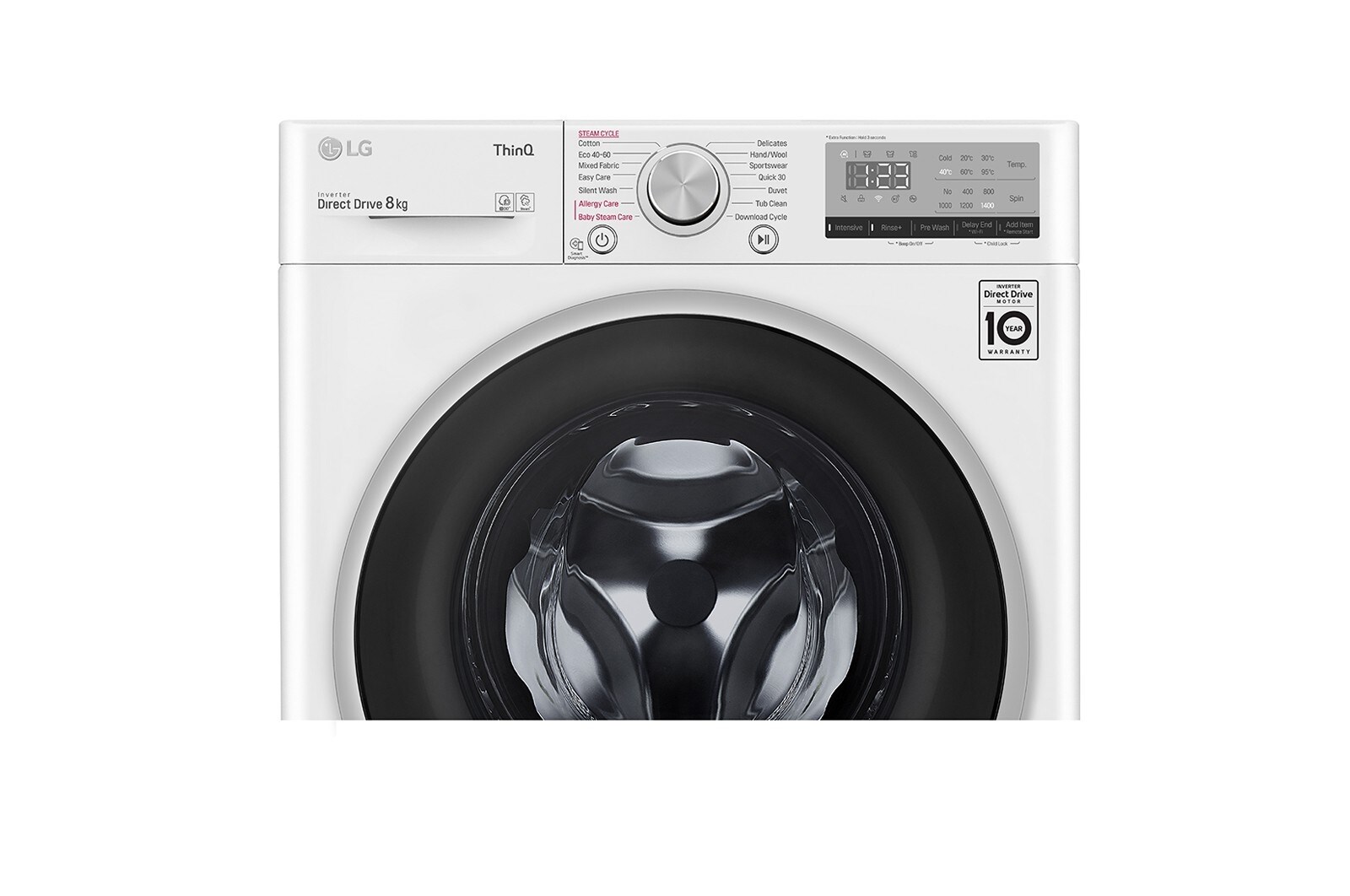 LG 8 kg Vaskemaskine(Hvid) - Steam, Energiklasse D, AI DD™, Smart Diagnosis™ med Wi-Fi, W4WV408S1W
