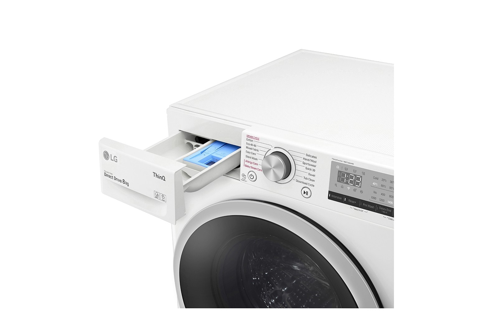 LG 8 kg Vaskemaskine(Hvid) - Steam, Energiklasse D, AI DD™, Smart Diagnosis™ med Wi-Fi, W4WV408S1W