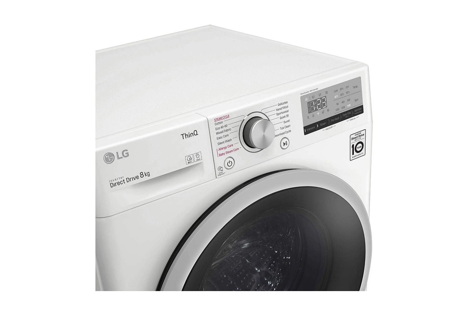 LG 8 kg Vaskemaskine(Hvid) - Steam, Energiklasse D, AI DD™, Smart Diagnosis™ med Wi-Fi, W4WV408S1W