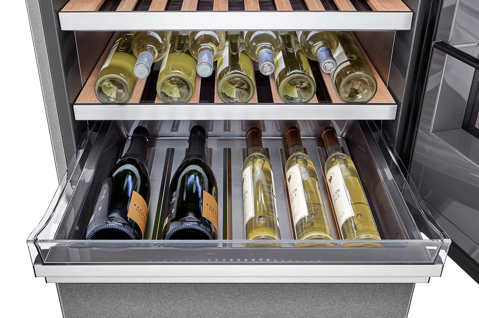 LG SIGNATURE - 420L InstaView Door™ in Door Wine Cellar (Noble Steel) - Energiklasse E, 65 vinflasker og Smart Diagnosis™ med Wi-Fi, LSR200W