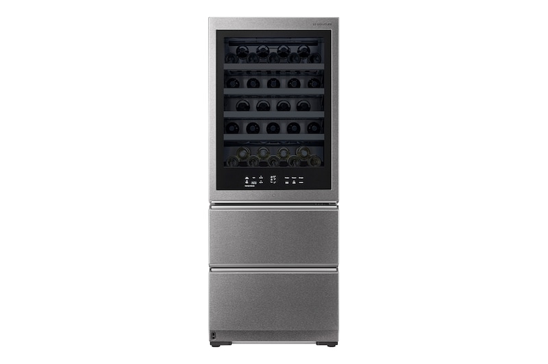 LG SIGNATURE - 420L InstaView Door™ in Door Wine Cellar (Noble Steel) - Energiklasse E, 65 vinflasker og Smart Diagnosis™ med Wi-Fi, LSR200W