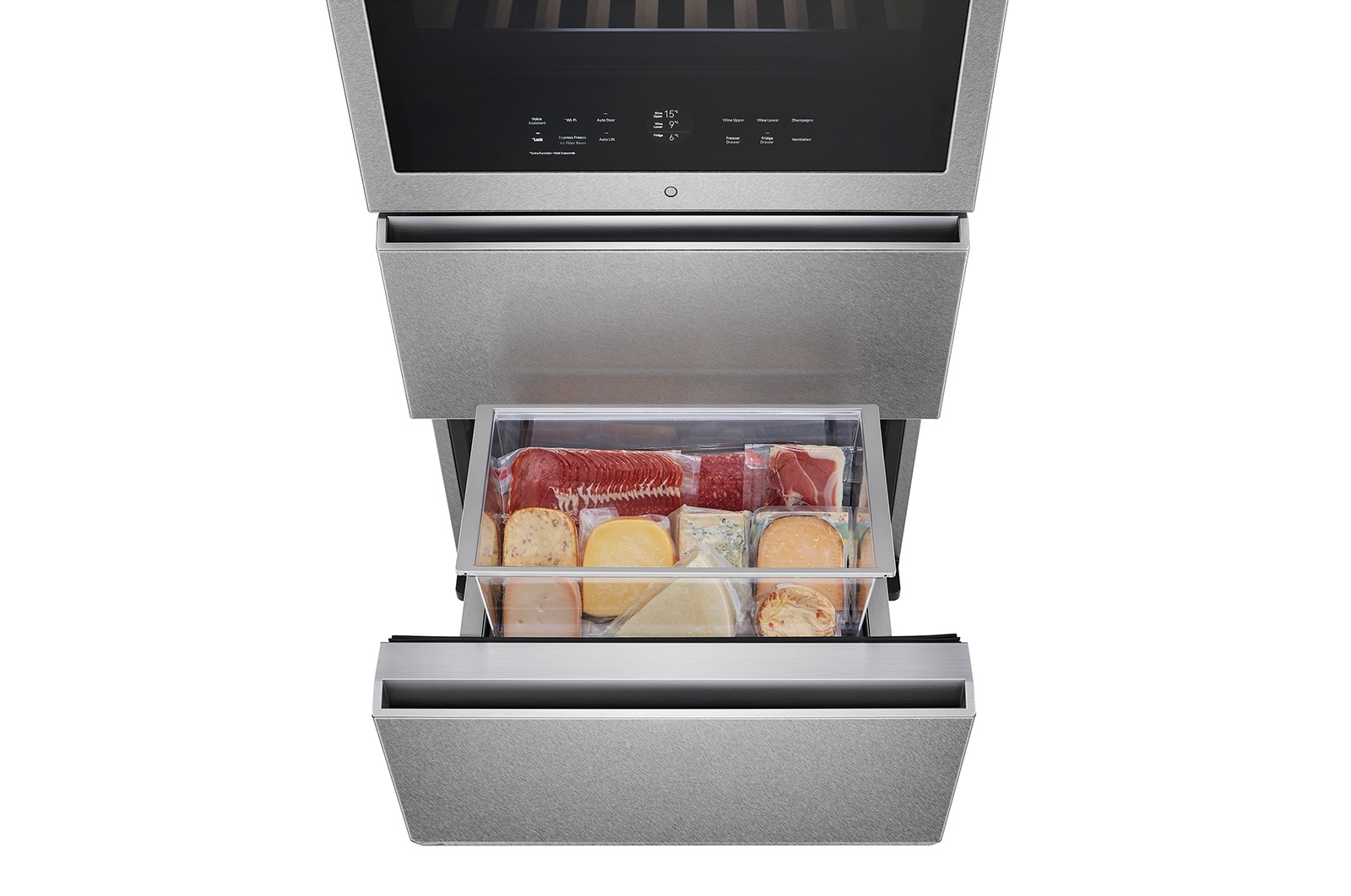 LG SIGNATURE - 420L InstaView Door™ in Door Wine Cellar (Noble Steel) - Energiklasse E, 65 vinflasker og Smart Diagnosis™ med Wi-Fi, LSR200W