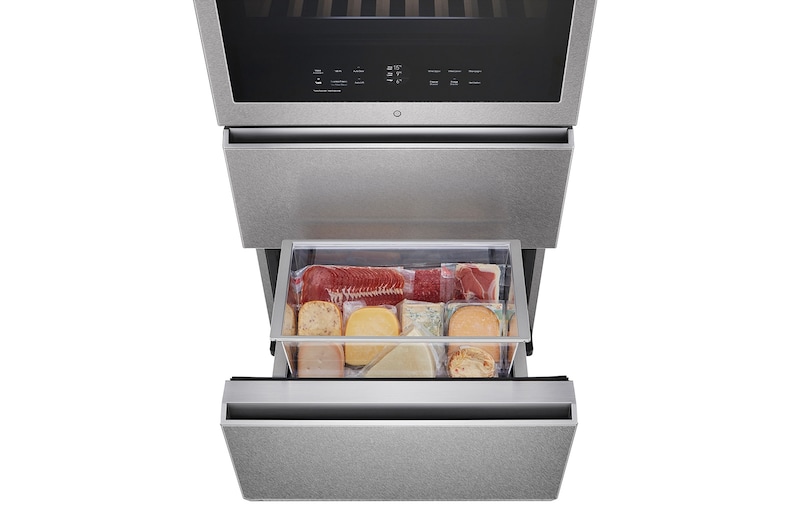 LG SIGNATURE - 420L InstaView Door™ in Door Wine Cellar (Noble Steel) - Energiklasse E, 65 vinflasker og Smart Diagnosis™ med Wi-Fi, LSR200W