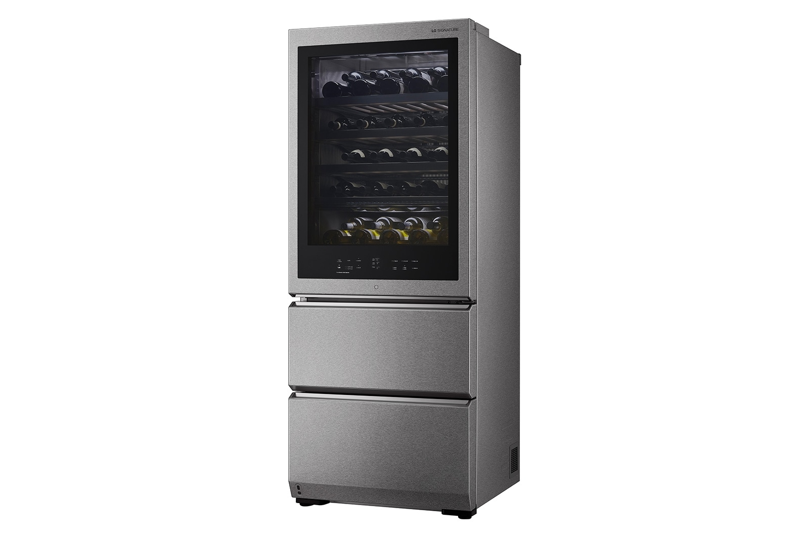 LG SIGNATURE - 420L InstaView Door™ in Door Wine Cellar (Noble Steel) - Energiklasse E, 65 vinflasker og Smart Diagnosis™ med Wi-Fi, LSR200W