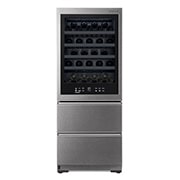 Visning forfra af LG SIGNATURE - 420L InstaView Door™ in Door Wine Cellar (Noble Steel) - Energiklasse E, 65 vinflasker og Smart Diagnosis™ med Wi-Fi LSR200W
