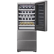 LG SIGNATURE - 420L InstaView Door™ in Door Wine Cellar (Noble Steel) - Energiklasse E, 65 vinflasker og Smart Diagnosis™ med Wi-Fi, LSR200W