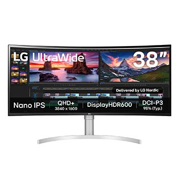 LG 38WN95CP-W 38 tommers UltraWide QHD+ IPS buet skærm NVIDIA G-SYNC™-kompatibilitet, 38WN95CP-W