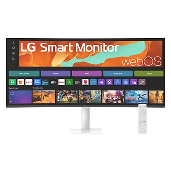 Visning forfra af LG 34" Smart Monitor kurvet WQHD-skærm til streaming med webOS 34U601SA-W