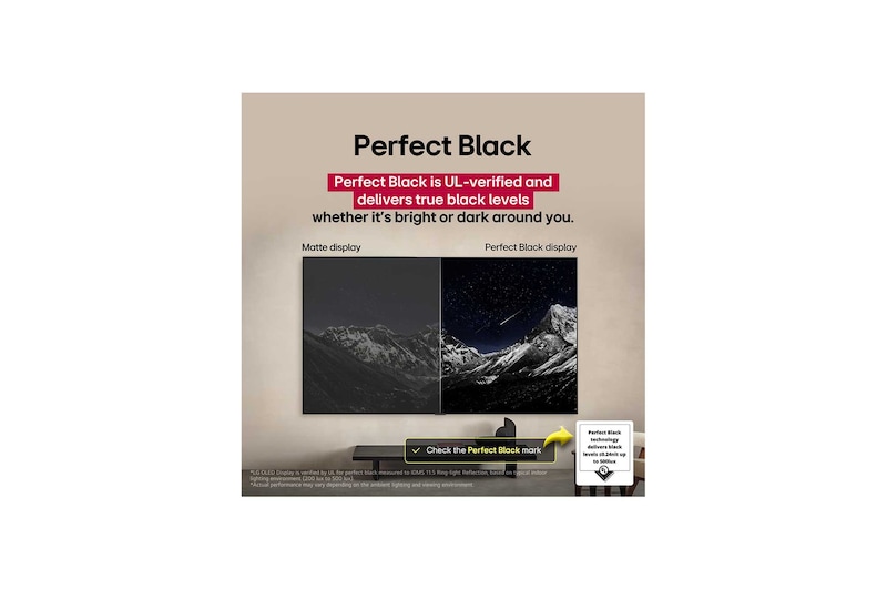 LG AI Magic Remote med AI-knappen fremhævet. Omkring den er de forskellige funktionaliteter, en bruger kan tilgå fra knappen. AI Voice ID, AI Search, AI Chatbot, AI Concierge, AI Picture Wizard, AI Sound Wizard. Teksten forklarer, at LG AI Magic Remote fuldfører din AI-oplevelse med en dedikeret AI-knap og kan bruges som en luftmus. Bare peg og klik.