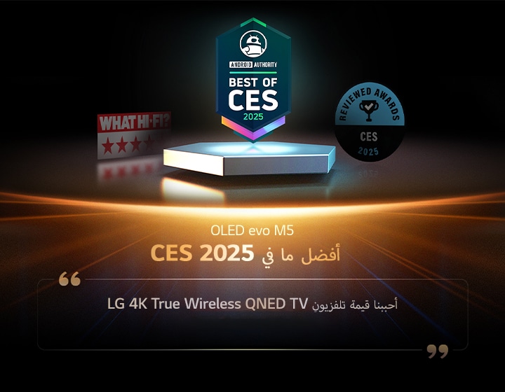 جائزة لـ QNED9M من Android Authority. اقتباس Best of CES 2025. مقتبس من قراءات المراجعة، نحب القيمة التي يقدمها تلفزيون LG 4K True Wireless QNED TV.
