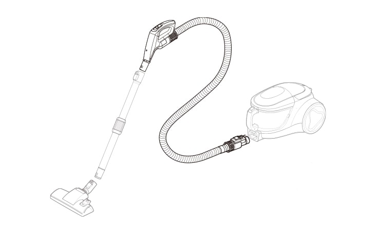 وصّل الخرطوم المرن بأنبوب تمديد الجسم الرئيسي والفوهة