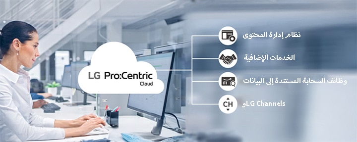 تعمل المرأة من خلال Pro:Centric Cloud.