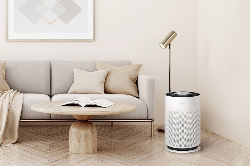 LG جهاز PuriCare 360 HIT  من إل جي بمساحة تغطية تبلغ 62م²، ترشيح مكون من 6 خطوات، مستشعر PM 1.0، تنقية ٣٦٠ درجة, AS60GHWG0