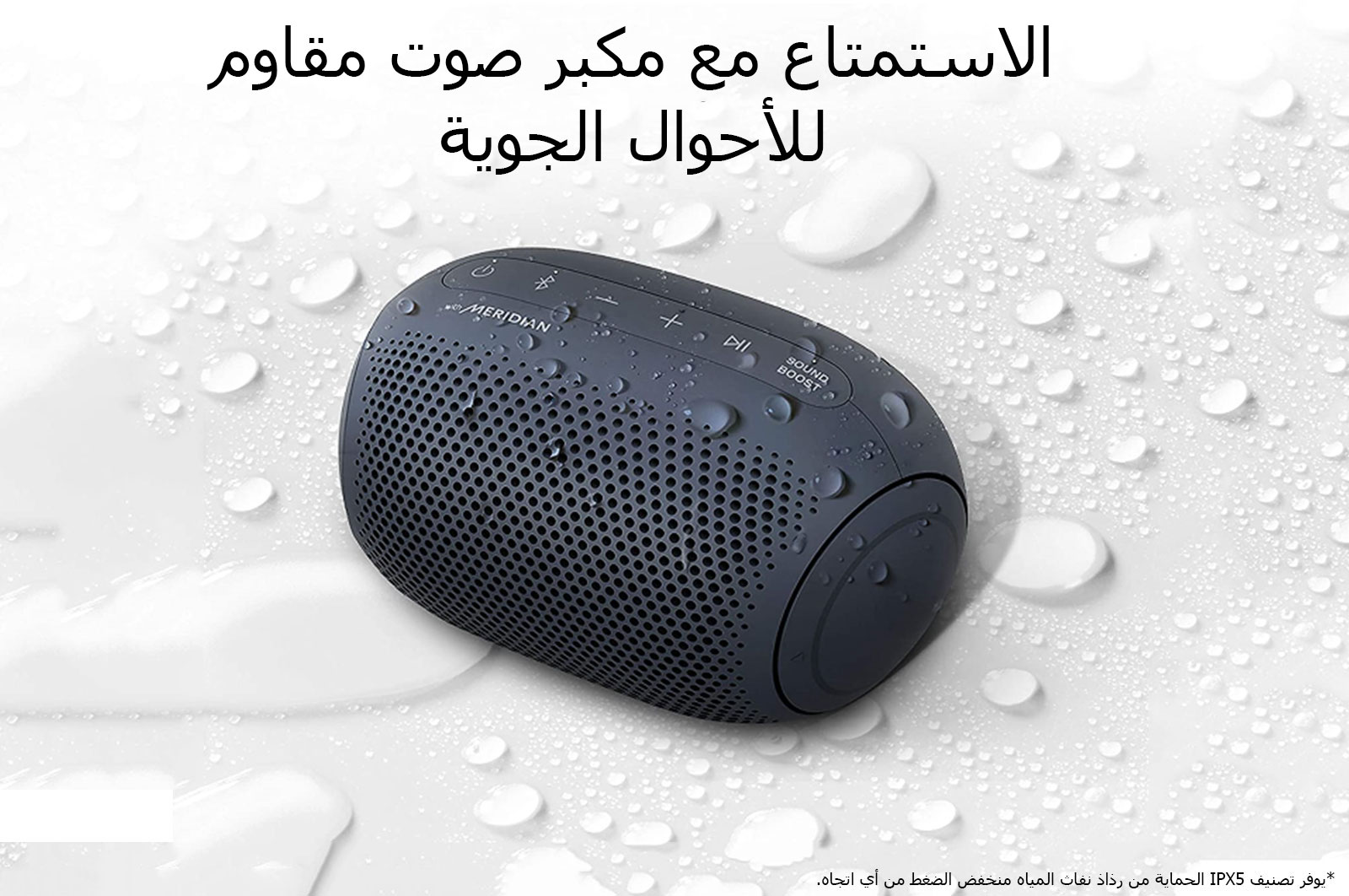 LG مكبر الصوت XBOOM Go PL2 اللاسلكي المحمول من إل جي، يعمل بتقنية البلوتوث، ويتميز بتصنيف IPX5 فيما يتعلق بالمقاومة للماء، كما يتميز بكونه مكبر صوت لاسلكي مدمج مخصص للحفلات مع إمكانية تشغيل تصل إلى 10 ساعات، أسود اللون, PL2