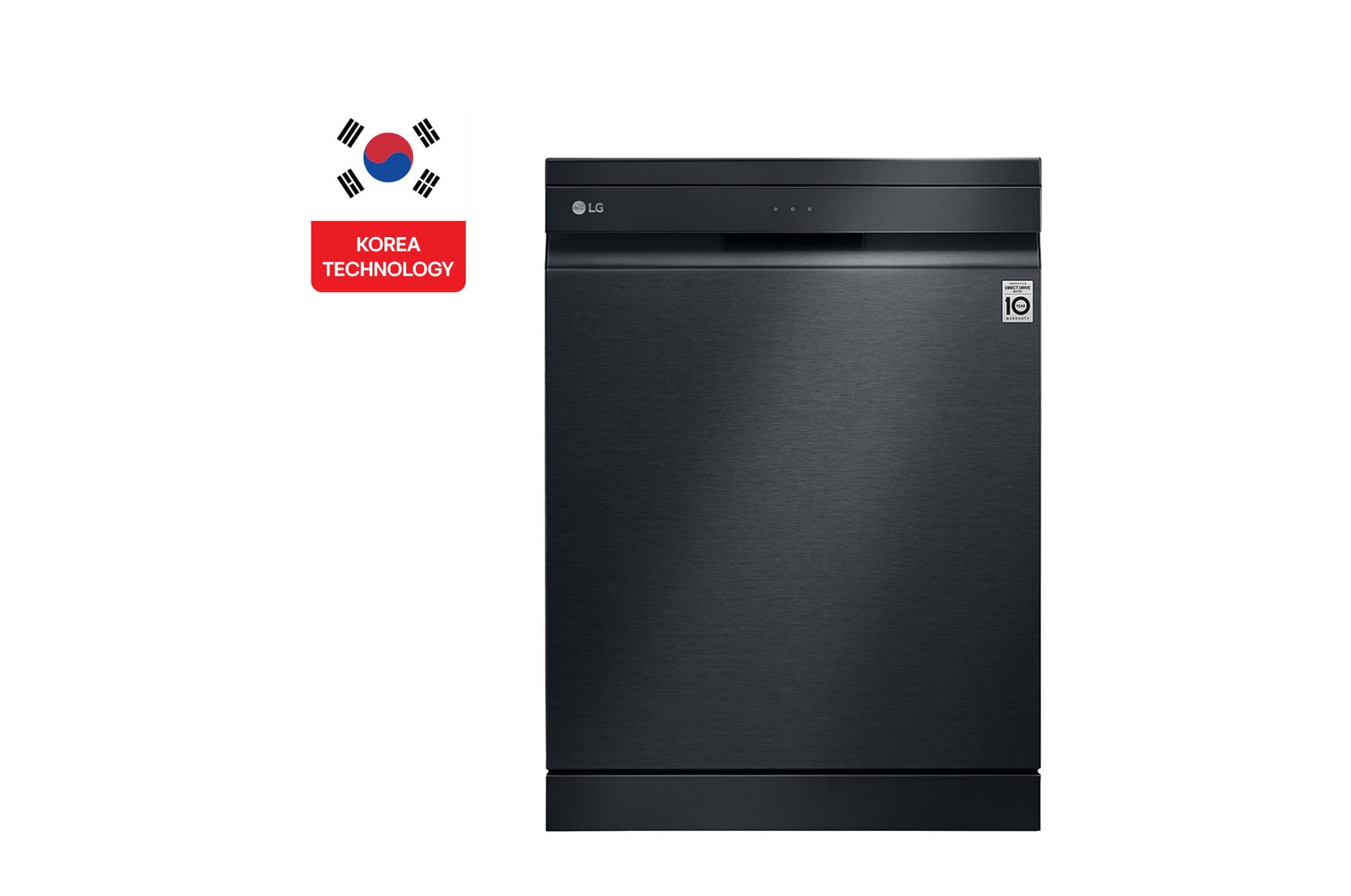المنظر الأمامي لـ غسالة صحون إل جي بالبخار ™QuadWash ،إعداد المكان14، تقنية EasyRack™ Plus، محرك الدفع المباشر، تقنية ™ThinQ DFC335HM