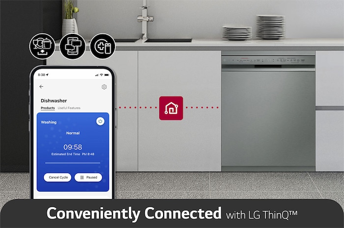 LG غسالة صحون سعة 14 فرد | محرك الدفع المباشر | فضي, DFC532FPE