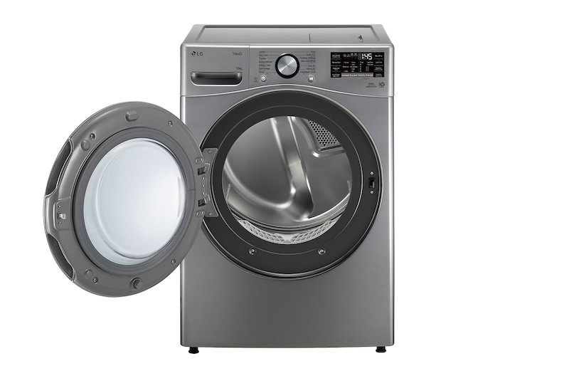 LG مجفف ذو عاكس مزدوج سعة 16 كجم، مع مستشعر تجفيف, العناية بالحساسية ، بلون فضي، يدعم تطبيق ThinQ, RH16U8EVCW