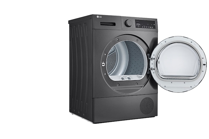 LG مجفف ال جي بالمضخه الحراريه 8 كيلو لون فضي داكن, RH80T2SP7RM