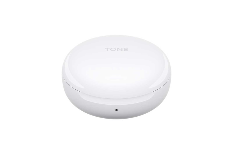 LG سماعات الأذن TONE Free FN4 اللاسلكية ذات الصوت الحقيقي التي تعمل بتقنية البلوتوث من إل جي، سماعات أذن لاسلكية تتميز بتقنية صوت ميريديان مع مكبرات صوت مزدوجة في كل سماعة أذن للعمل/للمكتب المنزلي، تصنيف IPX4 فيما يتعلق بالمقاومة للماء، بيضاء اللون, HBS-FN4